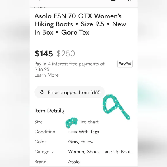 Asolo Black and Gray Outdoor Boots with Yellow Highlights - Picture 9 of 9